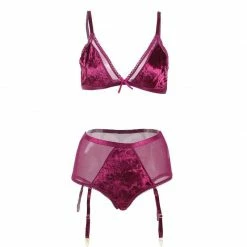 Kinky Cloth Lingerie & Panties Velvet Garter Lingerie Set