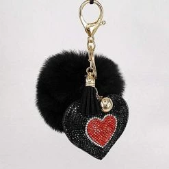 Kinky Cloth Under $20 Pompom Rhinestone Heart Keychain