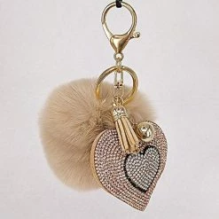 Kinky Cloth Under $20 Pompom Rhinestone Heart Keychain