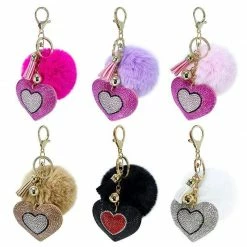 Kinky Cloth Under $20 Pompom Rhinestone Heart Keychain