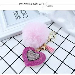 Kinky Cloth Under $20 Pompom Rhinestone Heart Keychain