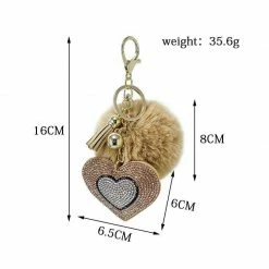 Kinky Cloth Under $20 Pompom Rhinestone Heart Keychain