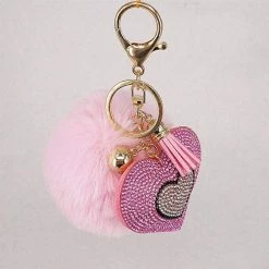 Kinky Cloth Under $20 Pompom Rhinestone Heart Keychain