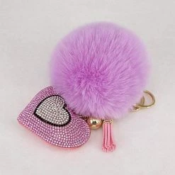 Kinky Cloth Under $20 Pompom Rhinestone Heart Keychain