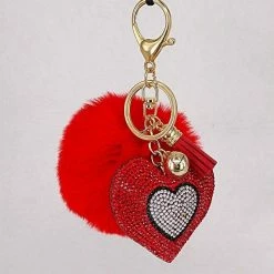 Kinky Cloth Under $20 Pompom Rhinestone Heart Keychain