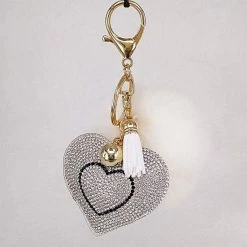 Kinky Cloth Under $20 Pompom Rhinestone Heart Keychain