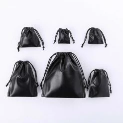 Kinky Cloth PU Leather Drawstring Storage Bag 3 Pcs Plus Size