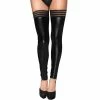 Kinky Cloth PU Leather Stripe Rib Top Stockings Top & Tees