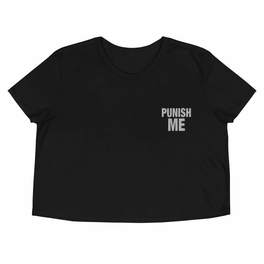 Kinky Cloth Punish Me Embroidered Crop Top BDSM 1 Kinky Cloth Punish Me Embroidered Crop Top BDSM