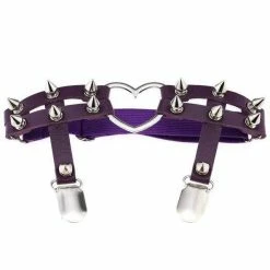 Kinky Cloth Punk Heart Spike Leather Garter