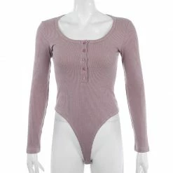 Kinky Cloth Onesies & Bodysuits Purple Knitted Buttons Bodysuit