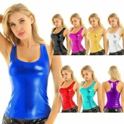Kinky Cloth Shiny Metallic Racerback Tank Top Punk