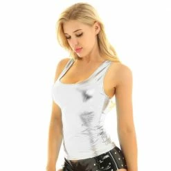 Kinky Cloth Shiny Metallic Racerback Tank Top Punk