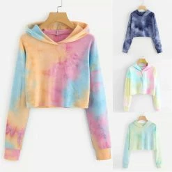 Kinky Cloth Rainbow Crop Top Hoodie Kawaii