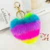 Kinky Cloth Gifts Rainbow Heart Pompoms Keychain