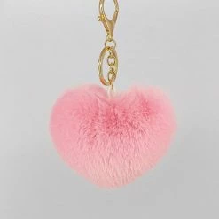 Kinky Cloth Gifts Rainbow Heart Pompoms Keychain
