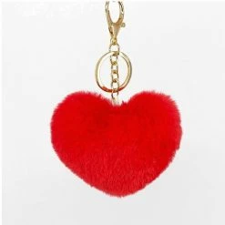 Kinky Cloth Gifts Rainbow Heart Pompoms Keychain