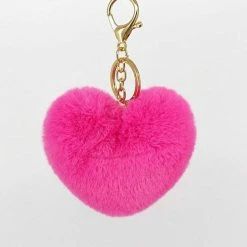 Kinky Cloth Gifts Rainbow Heart Pompoms Keychain