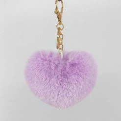 Kinky Cloth Gifts Rainbow Heart Pompoms Keychain