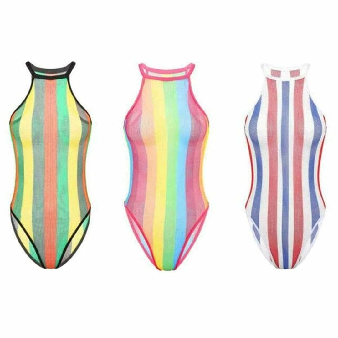 Kinky Cloth Onesies & Bodysuits Rainbow Striped Sheer Bodysuit 2 Kinky Cloth Onesies & Bodysuits Rainbow Striped Sheer Bodysuit
