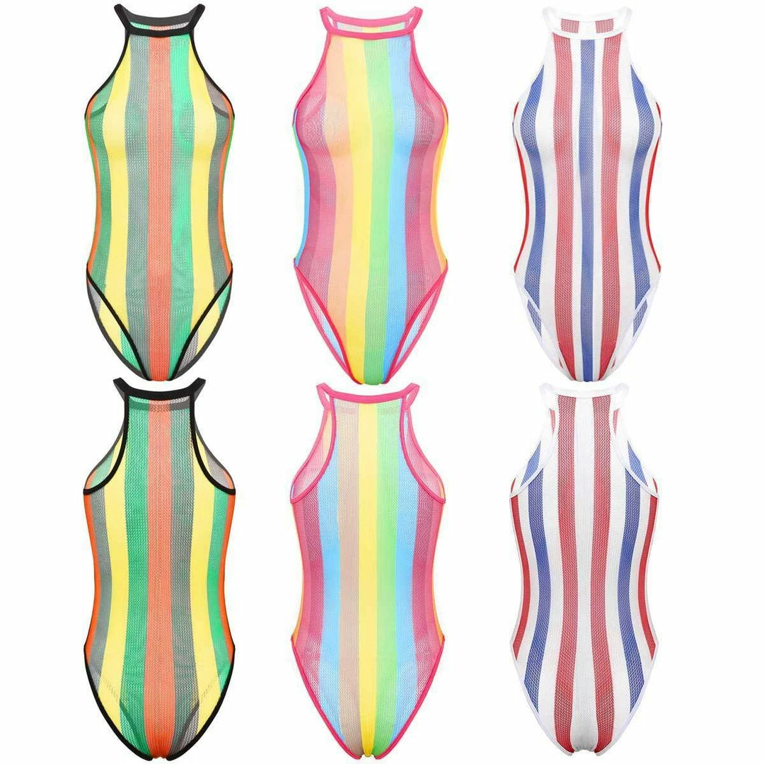 Kinky Cloth Onesies & Bodysuits Rainbow Striped Sheer Bodysuit 3 Kinky Cloth Onesies & Bodysuits Rainbow Striped Sheer Bodysuit