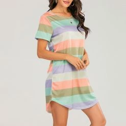 Kinky Cloth Rainbow Striped Sleepwear Plus Size