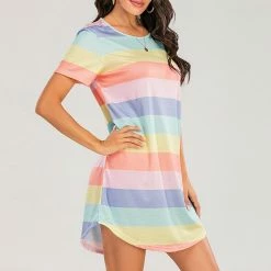 Kinky Cloth Rainbow Striped Sleepwear Plus Size