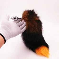 Kinky Cloth Brown Amber Tail With Metal Plug