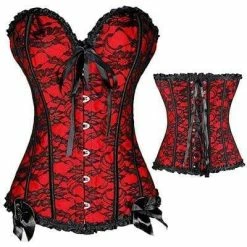 Kinky Cloth Red And Black Gothic Vintage Corset