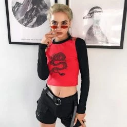 Kinky Cloth Dragon Print Raglan Top Top & Tees