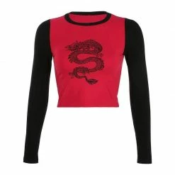 Kinky Cloth Dragon Print Raglan Top Top & Tees