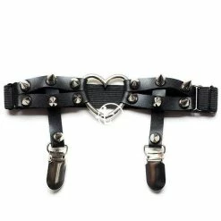 Kinky Cloth Goth Red Bow Single Clip Garters