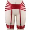Kinky Cloth Red Garter Elastic Waist And Thigh Harness