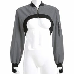 Kinky Cloth Jackets & Outerwear Reflective Crop Bomber Jacket