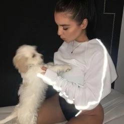 Kinky Cloth Reflective Striped Crop Sweatshirt