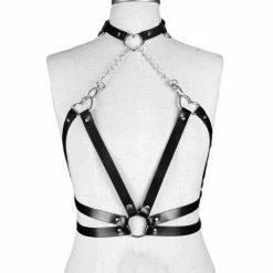 Kinky Cloth Removable Heart Choker Harness Bra