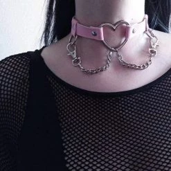 Kinky Cloth Removable Heart Choker Harness Bra