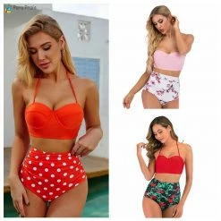 Kinky Cloth Retro Push Up High Waist Bikini Set Plus Size