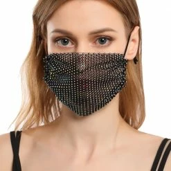 Kinky Cloth Cosplay Rhinestone Face Mask