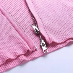 Kinky Cloth Ribbed Knitted Hooded Crop Sweatshirt Top & Tees