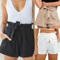 Kinky Cloth Ribbon Tie Boho Shorts
