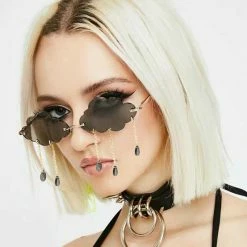 Kinky Cloth Punk Rimless Clouds Tassel Sunglasses