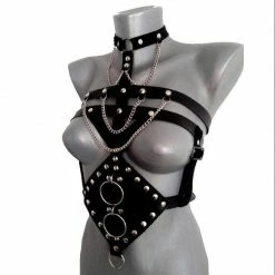 Kinky Cloth Punk Chains Rivet Chest Bondage Harness