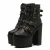 Kinky Cloth Footwear Rivet Black Ankle Platform Boots