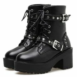 Kinky Cloth Goth Rivet Platform Combat Boots