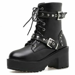 Kinky Cloth Goth Rivet Platform Combat Boots