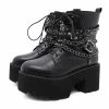 Kinky Cloth Goth Rivets Chain Ankle Platform Boots