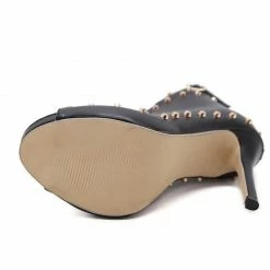 Kinky Cloth Rivets Peep Toe Pumps