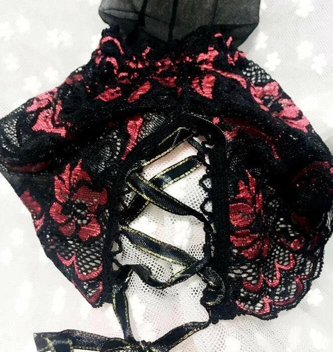 Kinky Cloth Rose Lace Tie Stockings 3 Kinky Cloth Rose Lace Tie Stockings