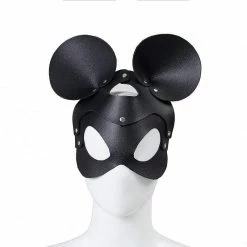 Kinky Cloth Cosplay Mouse Ear Leather Rivet Mask